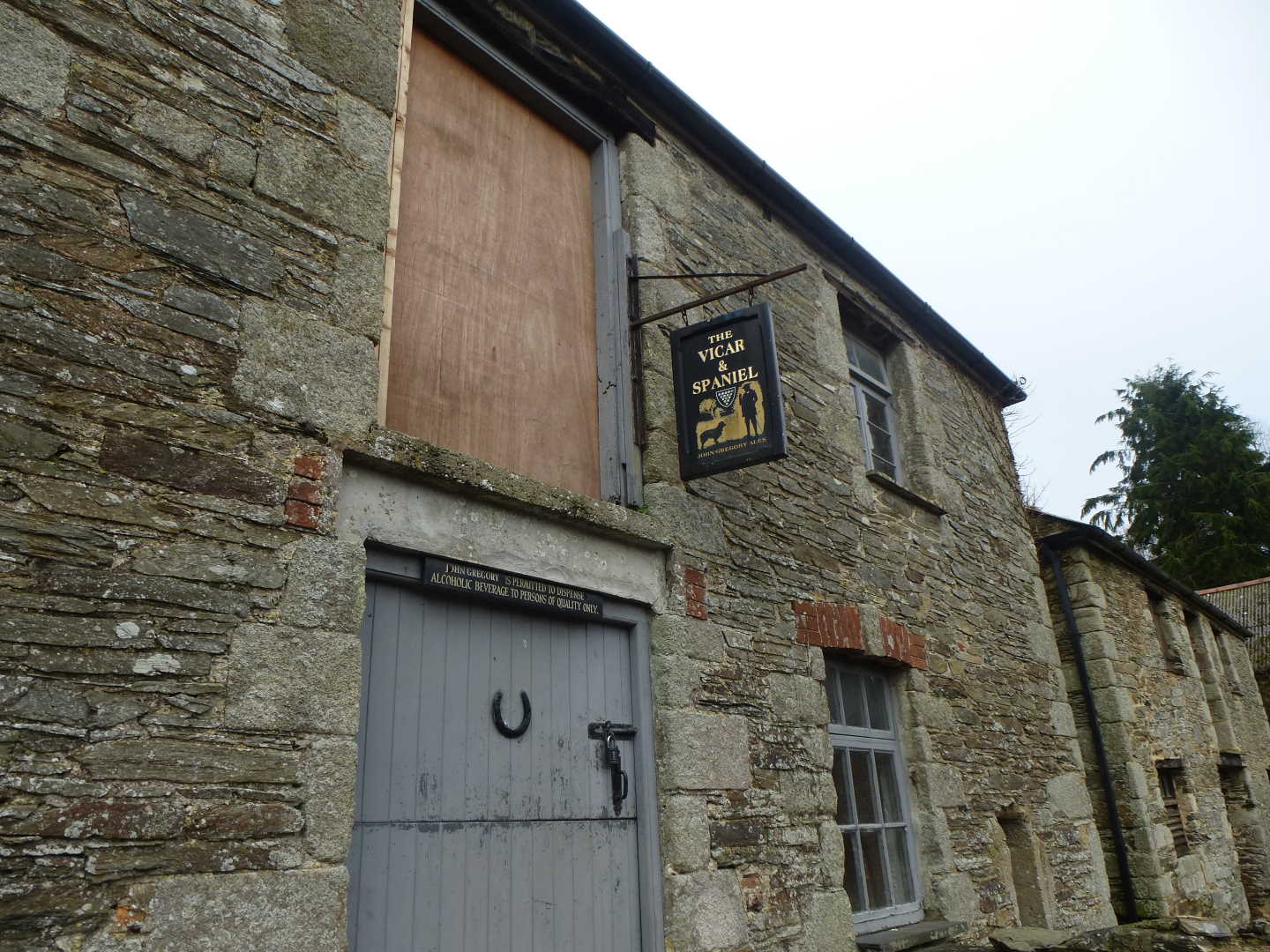 A view of the sign outside the pub